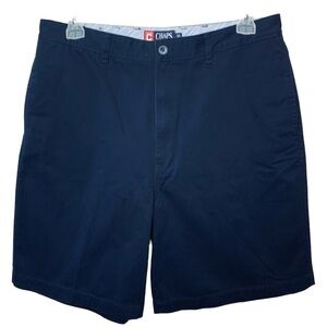 CHAPS Navy Blue Classic Bermuda Shorts Cotton Flat Front 9" Inseam Cotton Sz 36